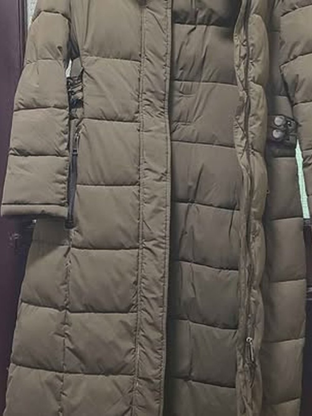 DKNY Olive Green Long Puffer Coat SP